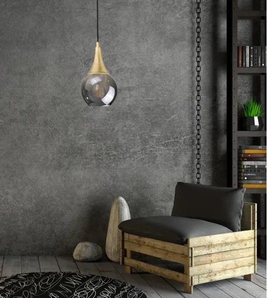 Lampadario a sospensione con filo LACRIMA SMOKY 1xE27/60W/230V