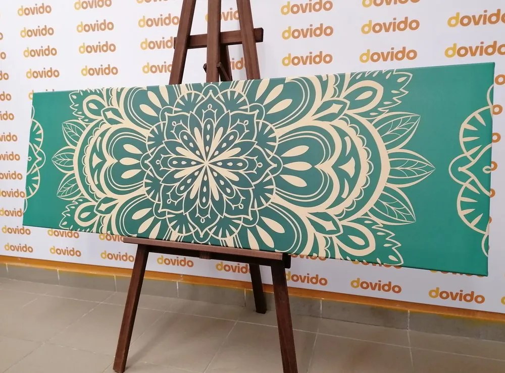 Quadro su tela – Mandala su sfondo turchese