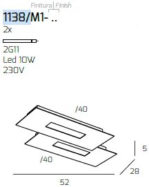 Wally applique-plafoniera 2 luci(composto da 2 pz. 1138-40-ne) 1138...