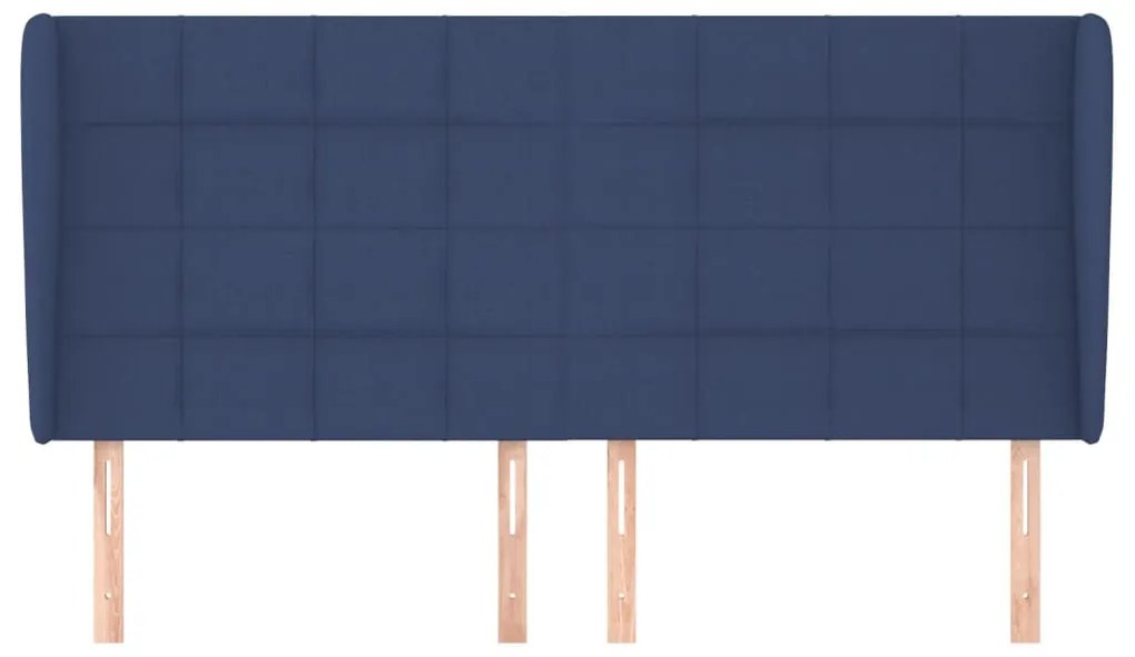 Testiera ad orecchio blu 203x23x118/128 cm in tessuto