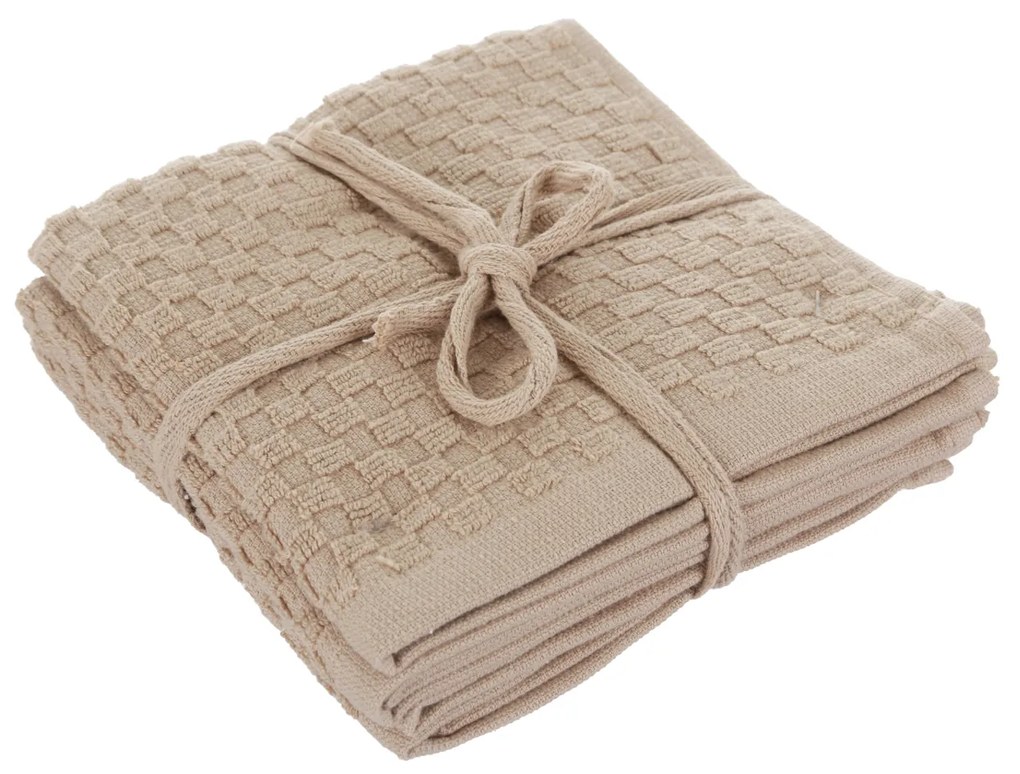 Set 4 lavette asciugamani cotone beige 30x30 cm Pop Corn