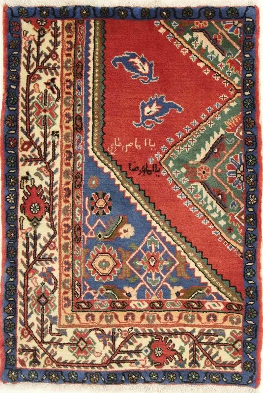 Hamedan Tappeto 80 x 110 Rosso (Iran) Annodato A Mano
