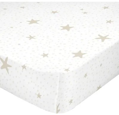 Lenzuolo con angoli HappyFriday BASIC KIDS Bianco Beige 60 x 120 x 14 cm Stelle