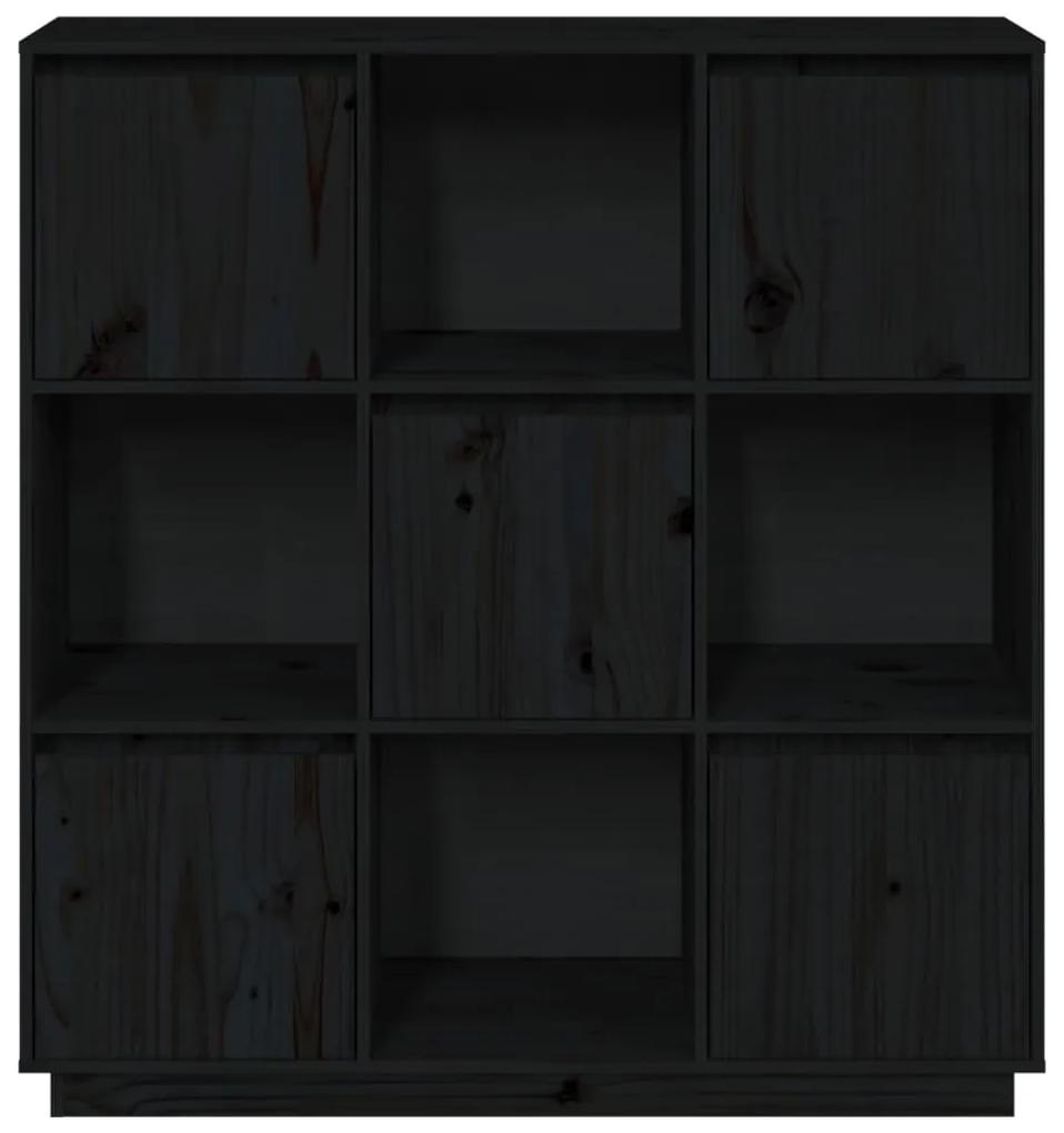 Credenza nera 110,5x35x117 cm in legno massello di pino