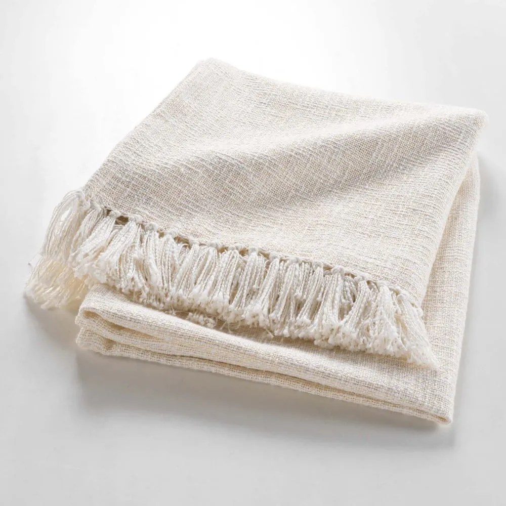 Coperta color crema in misto cotone 125x150 cm Ziggy – douceur d'intérieur