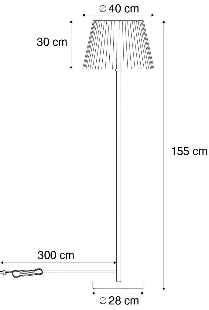 Lampada da terra per esterni nera con paralume in corda verde IP44 - Virginia
