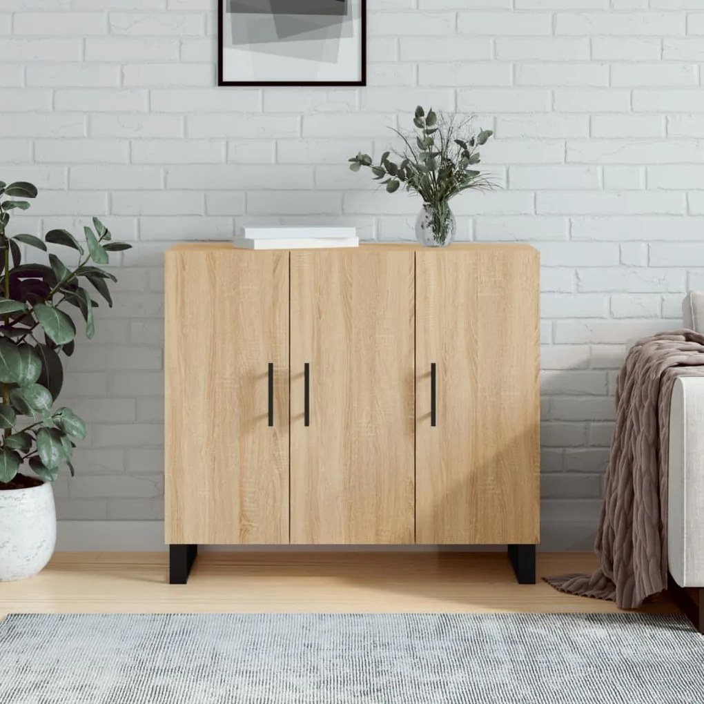 Credenza Rovere Sonoma 90x34x80 Cm İn Legno Multistrato /