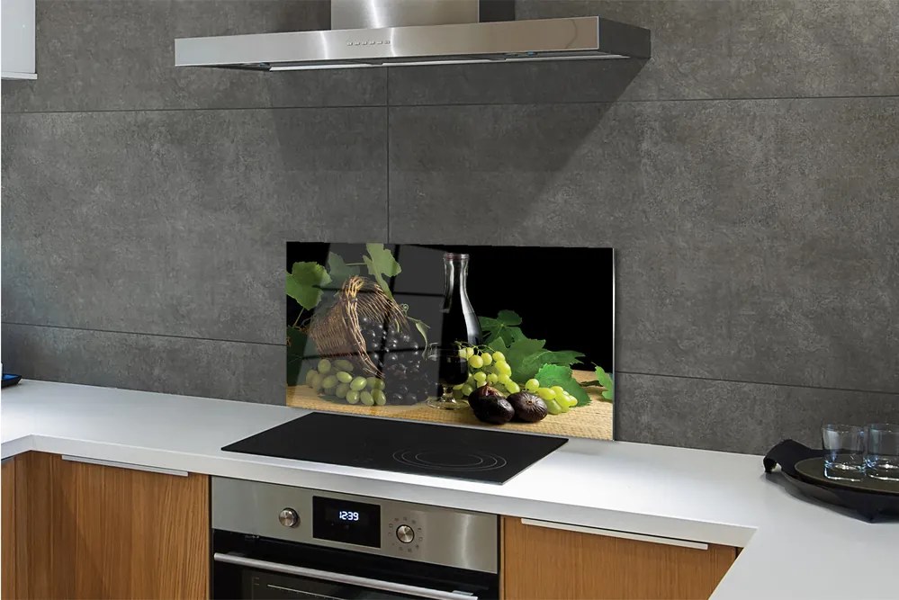 Pannello paraschizzi cucina Cesto di foglie d'uva da vino 125x50 cm