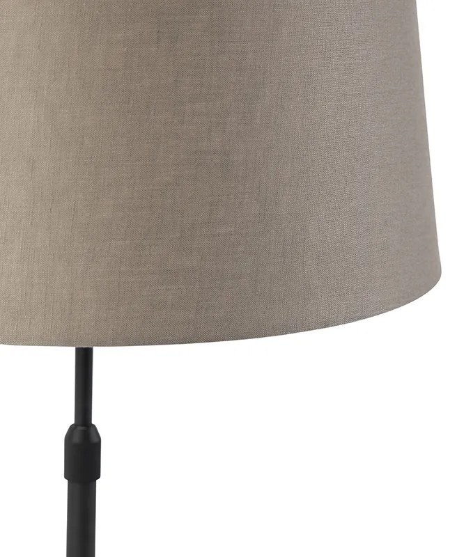 Lampada da tavolo nera con paralume in lino color tortora 35 cm regolabile - Parte