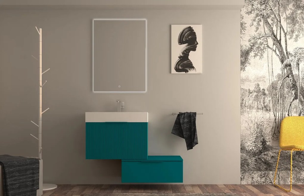 Cassetti in truciolare L 36 x L 45 cm blu petrolio Modula BADEN HAUS