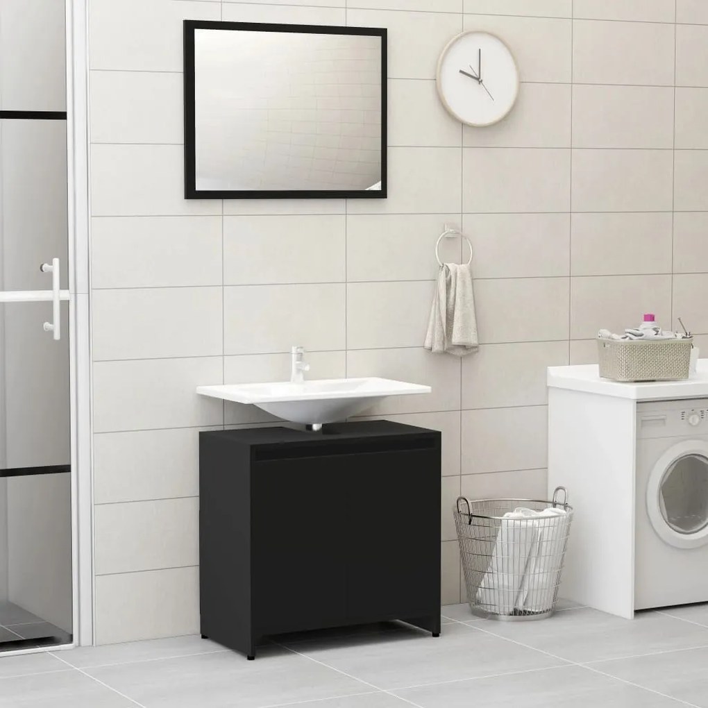 Set mobili da bagno nero in truciolato