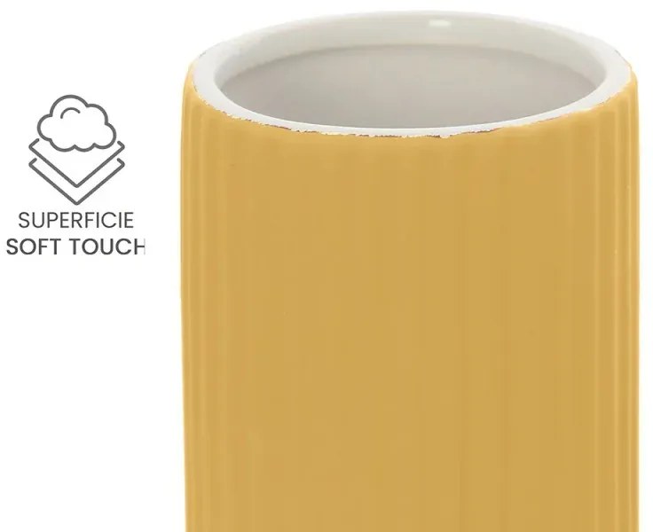 Portaspazzolini bagno dappoggio giallo in ceramica soft touch Spring