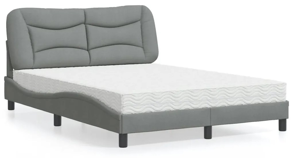 Letto Con Materasso Grigio Chiaro 120x200cm Tessuto /