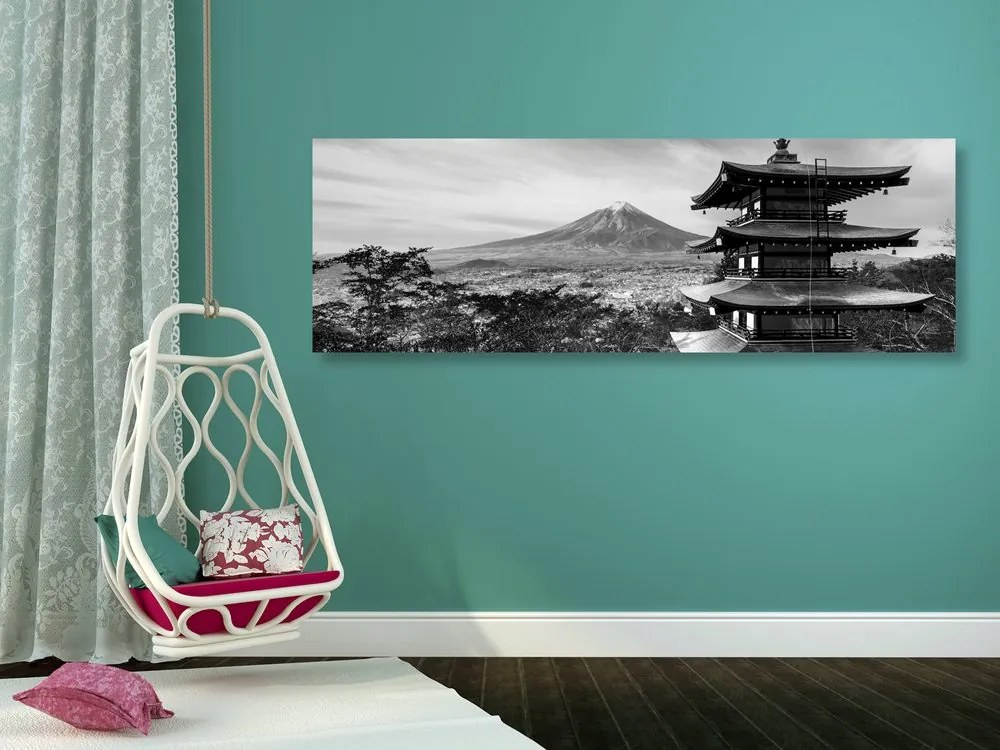 Stampa su tela – Monumento Pagoda Chureito in bianco e nero