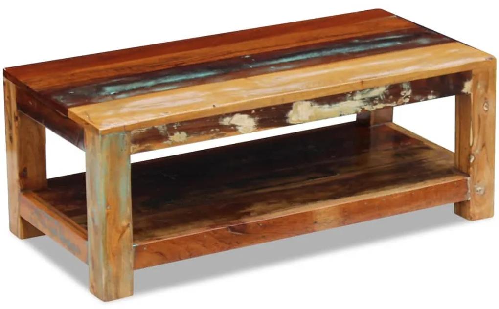 Tavolino da caffè in legno massello di recupero 90x45x35 cm