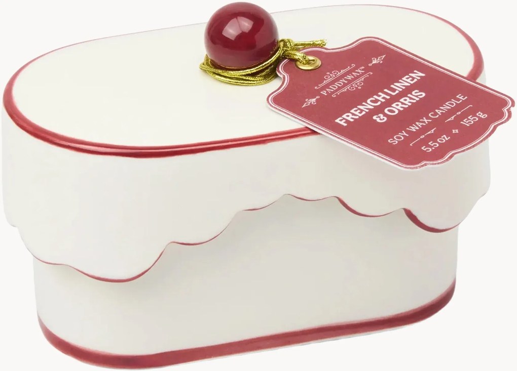 Candela in ceramica con coperchio dipinto a mano Cherie (lino francese & iris)