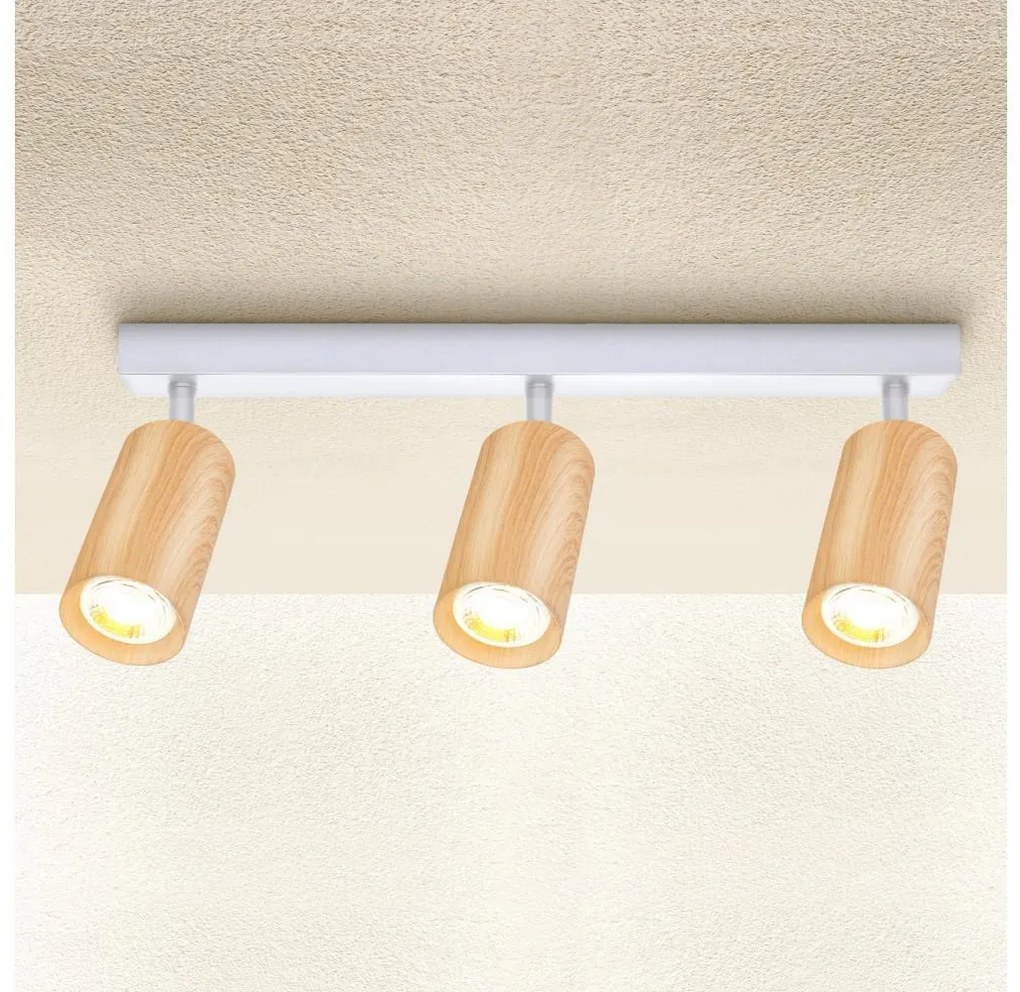 Brilagi - Faretto SELE 3xGU10/30W/230V bianco/decorazioni in rovere