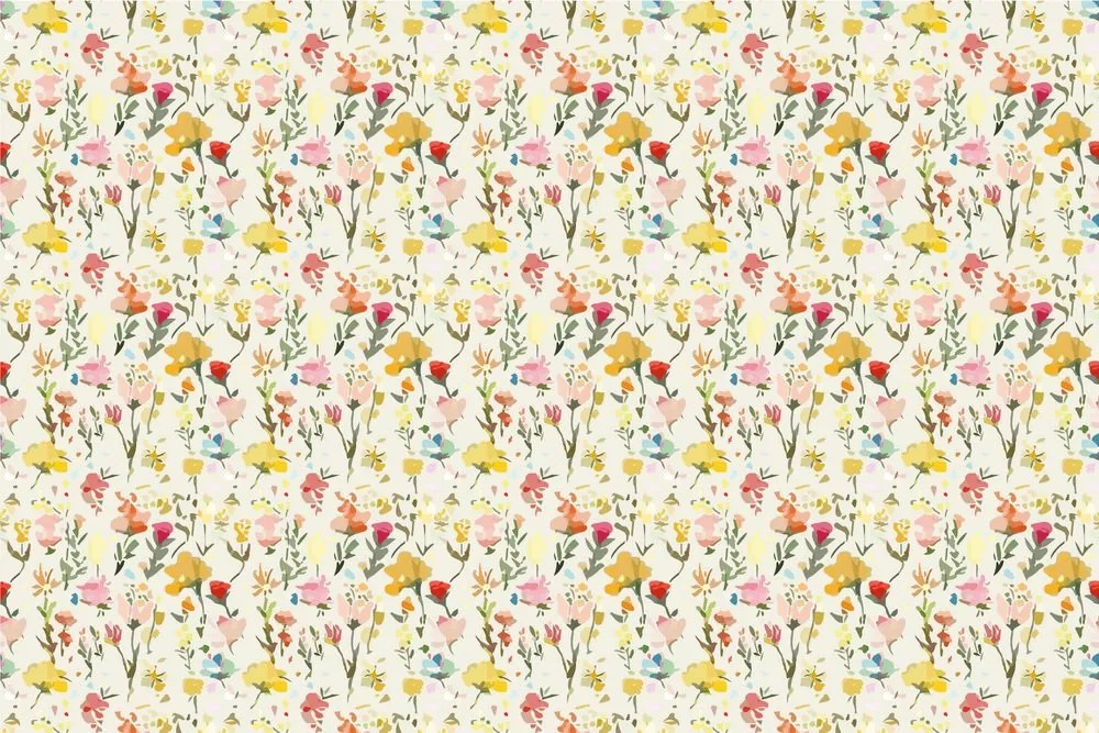 Carta da parati autoadesiva – Fiori gialli con tocco vintage