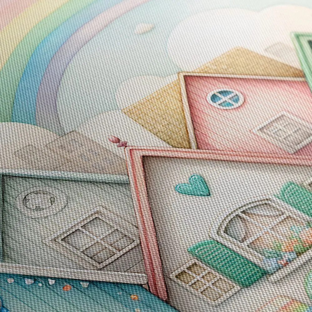 Quadro su tela – Strada da favola con allegro arcobaleno