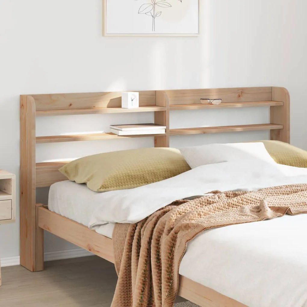 Testiera Con Ripiani 140 Cm İn Legno Massello Di Pino /