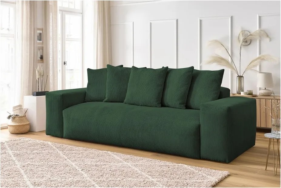 Divano verde con rivestimento in velluto a coste 280 cm Voltaire – Bobochic Paris