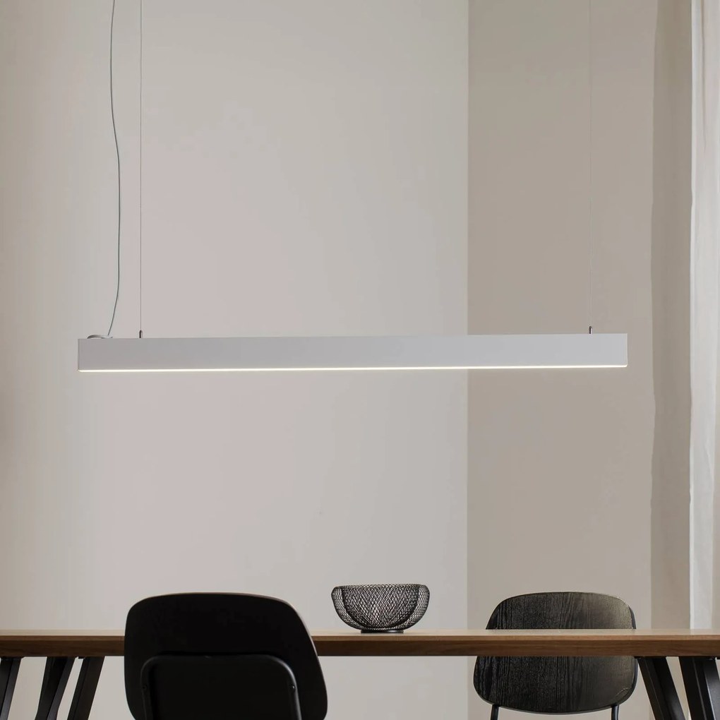 TK Lighting Lampada a sospensione Luxe LED, bianca, lunghezza 112,5 cm, metallo, 4.000