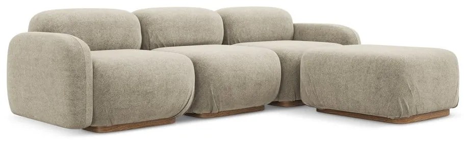 Divano angolare componibile beige con rivestimento in bouclé Ailani – Makamii