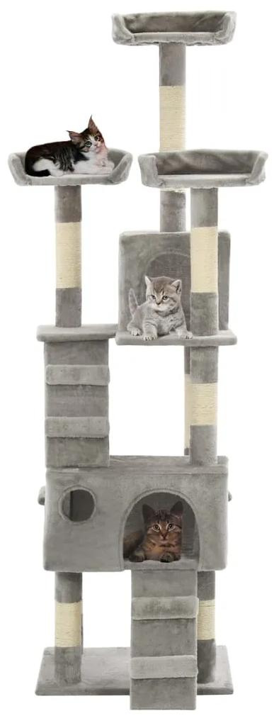 Albero per gatti con tiragraffi in sisal 170 cm grigio