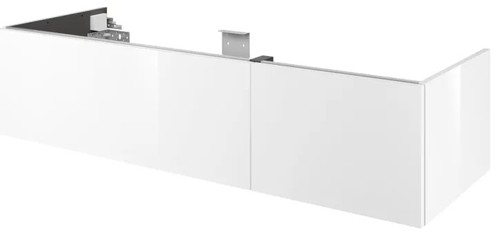 Mobile da bagno sospeso sotto lavabo L 135 x H 32 x P 48 cm bianco laccato opaco, 2 cassetti SENSEA Neo, Maniglie acquistabili separatamente