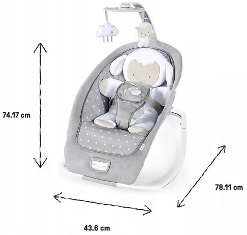 Ingenuity - Altalena per bambini con melodia CUDDLE LAMB 3xLR14