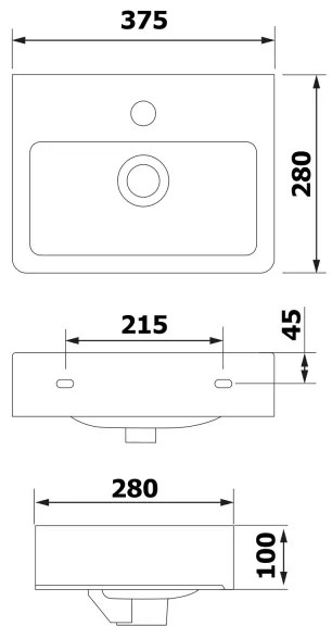 Bruckner - Lavabo NOAM 37,5x28 cm ceramica/bianco