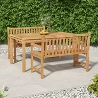 Set da Pranzo per Giardino 3 pz in Legno Massello di Teak cod mxl 43656