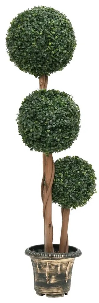 Pianta Di Bosso Artificiale A Sfera Con Vaso Verde 119 Cm /