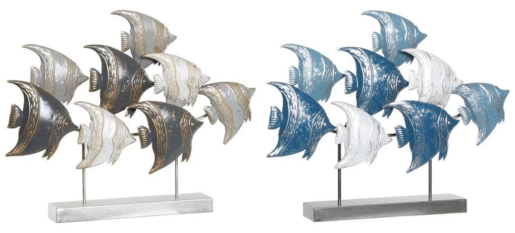 Statua Decorativa DKD Home Decor Azzurro Metallo Turchese Bianco Spirali Mediterraneo (56 x 8,3 x 46 cm) (2 Unità)