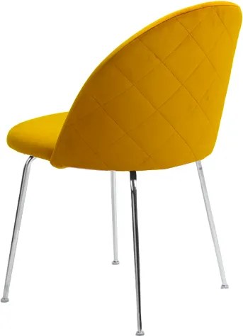 Sedia da pranzo in velluto Senape con gambe in metallo Cromo - PARIS 2 sedie