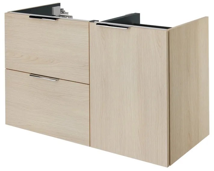 Mobile da bagno sospeso sotto lavabo L 105 x H 64 x P 48 cm rovere chiaro, 2 cassetti 1 anta SENSEA Neo
