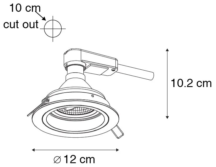 Set di 6 faretti da incasso rotondi orientabili bianchi - Chuck 70