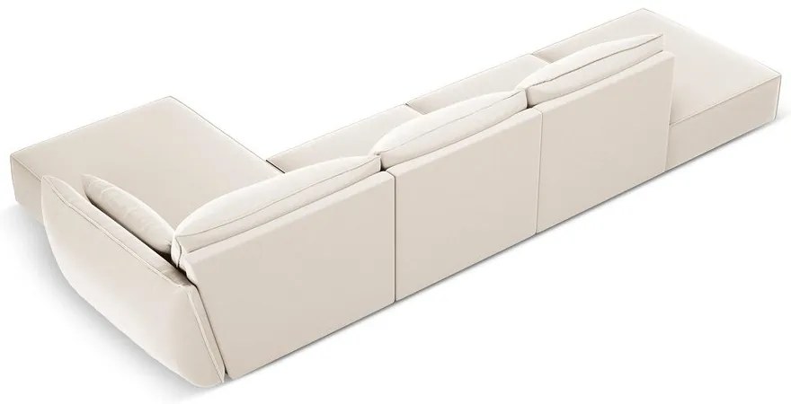 Divano angolare beige (con penisola a destra/con chaise lounge) con rivestimento in velluto Vanda – Mazzini Sofas