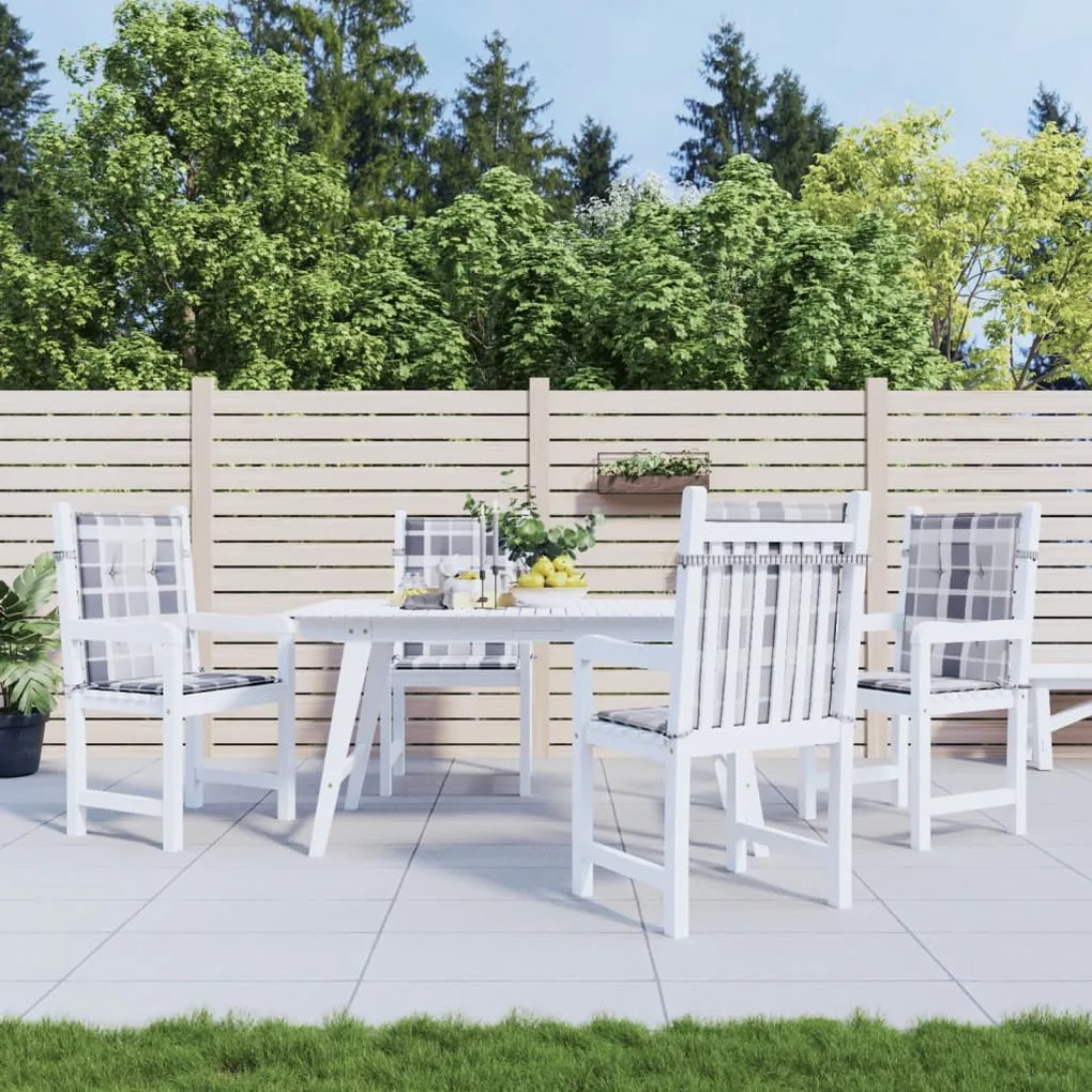 Cuscini Per Sedia 4 Pz A Quadri Grigi 100x50x3cm Tessuto Oxford /