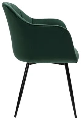 Sedia design in velluto verde e base metallo nero MILLY