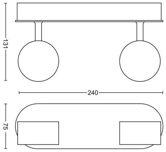 Philips 50562/11/P0-Luce LED dimmerabile MYLIVING WORCHESTER 2xLED/4,5W/230V
