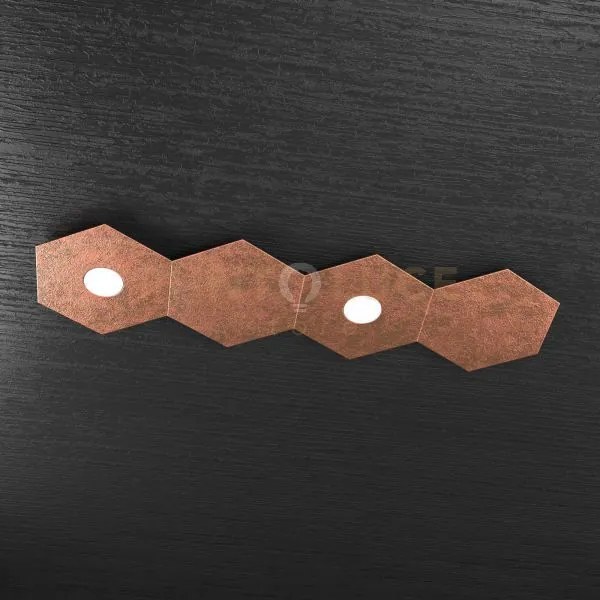 Hexagon applique-plafoniera 2 luci + 2 decorativo foglia rame 1142-...