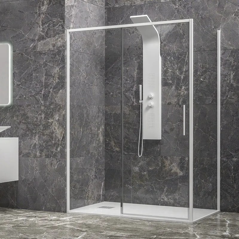 Cabina doccia 80x110 colore bianco vetro 6mm altezza 200h | KLA-4000W - KAMALU