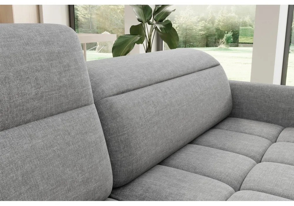 Divano angolare grigio allungabile/con contenitore (con penisola a sinistra/a L) e rivestimento in velluto Barea – ELTAP