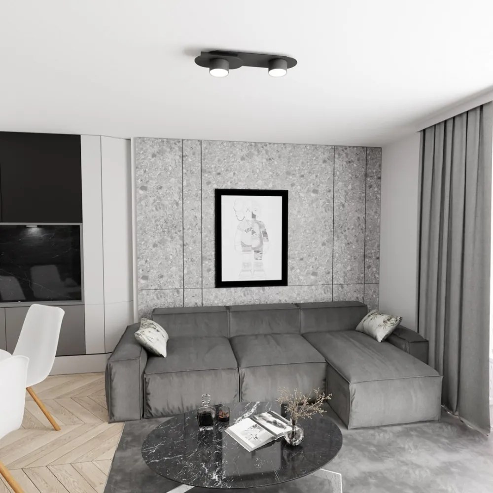Lampada da soffitto in acciaio STILO 2 nera da interno 2xGX53 Colore del corpo Nero