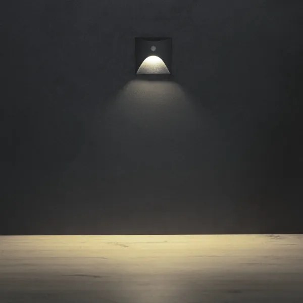 Kanlux 39143 - Lampada LED per gradini con sensore EXIN 2,5W/230V 4000K IP65 antracite, angolare