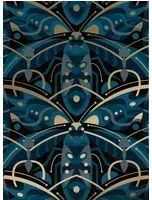 KEK Amsterdam Carta da parati Art Deco Animaux Beetle Gold - Blue