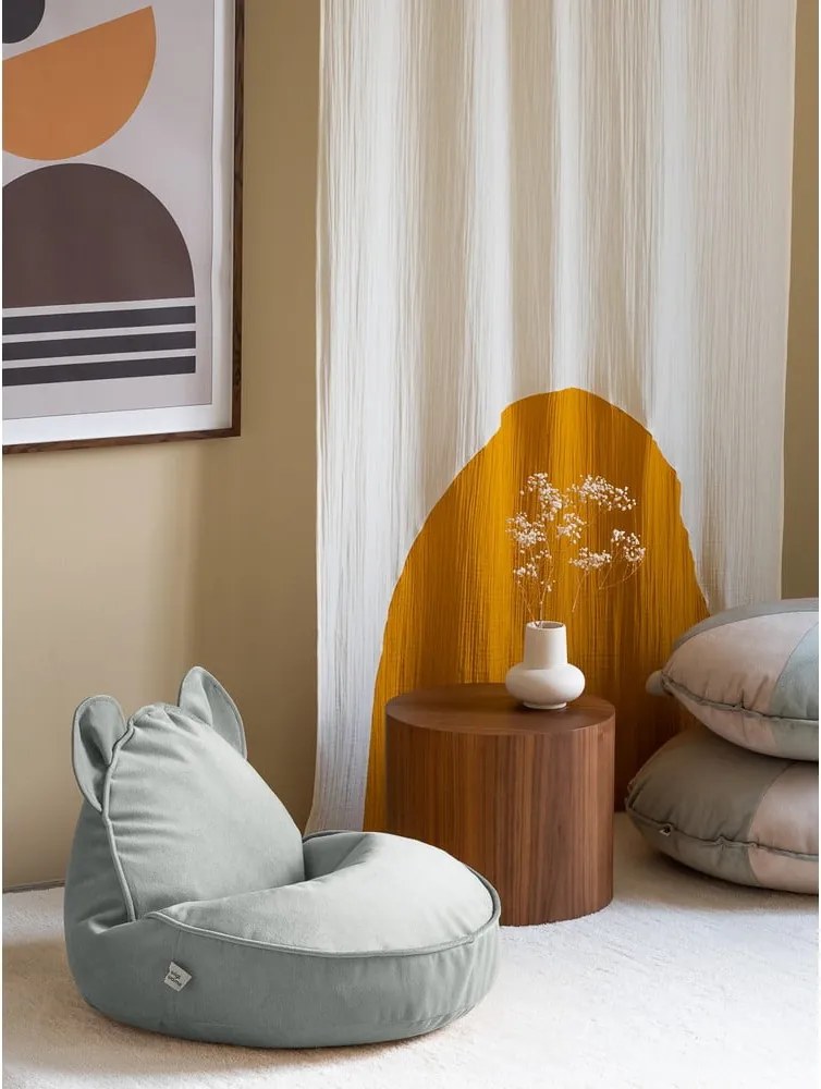 Pouf a sacco per bambini color menta con rivestimento in velluto Bear – Wigiwama