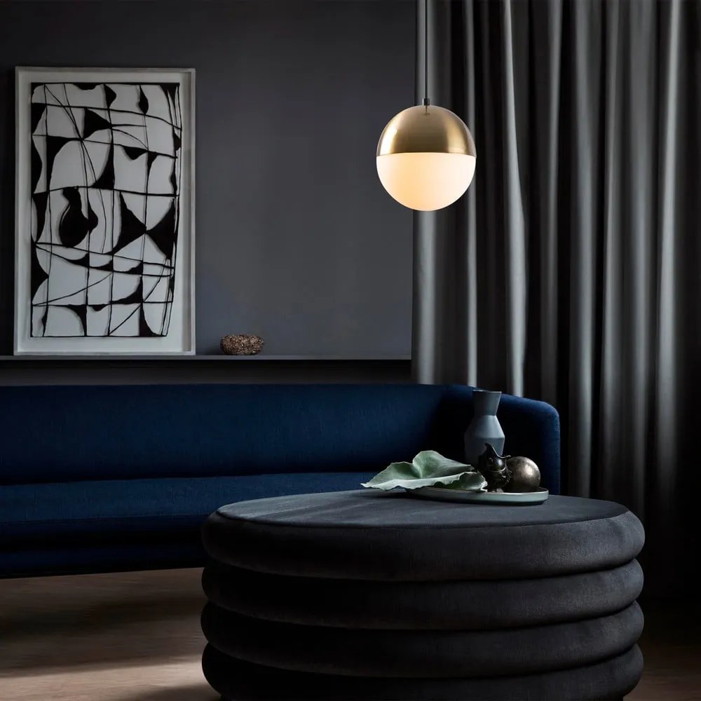 Lampadario bianco/dorato con paralume in vetro ø 20 cm Bastos – Opviq lights