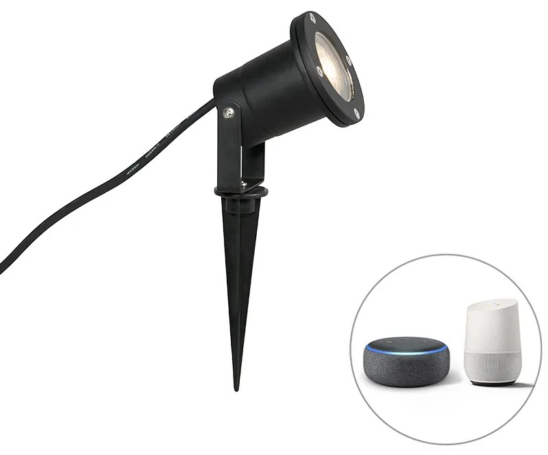 Faretto a picchetto industriale intelligente nero con WiFi GU10 IP65 - Basic